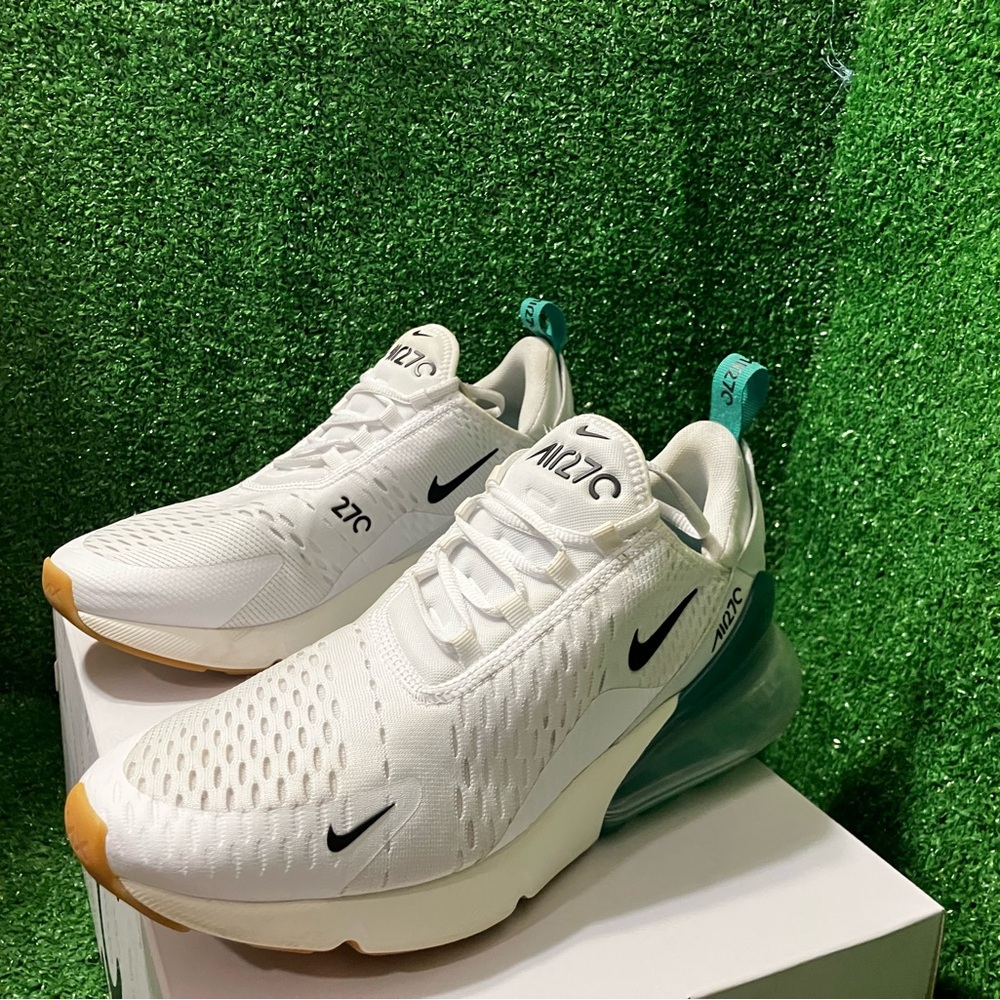 Nike Air Max 270 White and Teal Sneakers